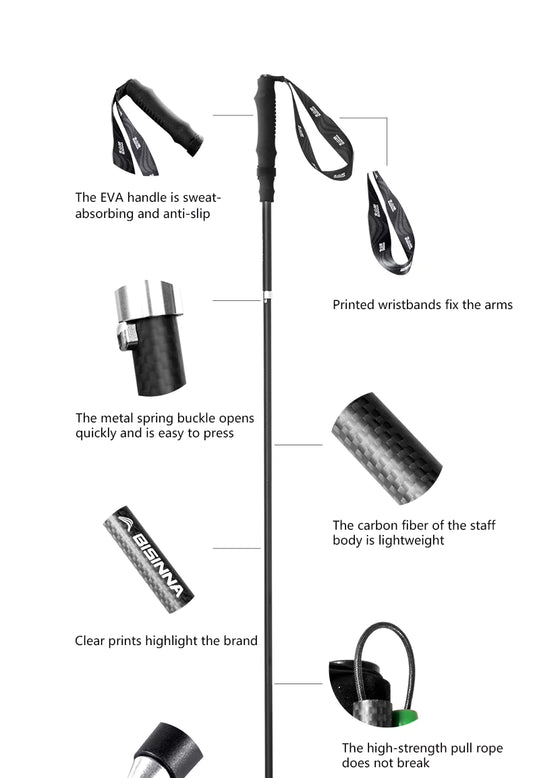 BISINNA ultralight carbon fiber trekking pole for hiking