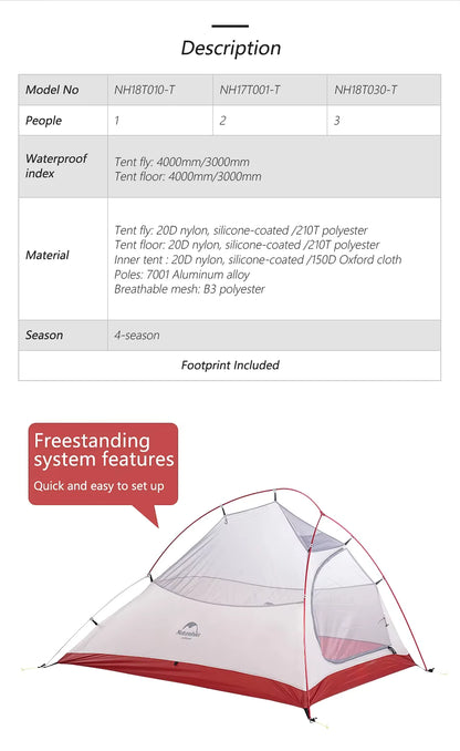 Naturehike Cloud Up 3-Person Tent